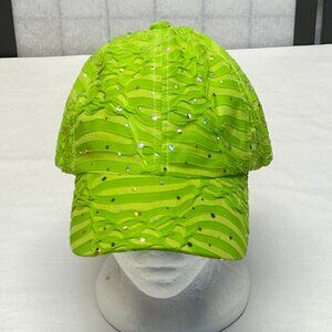 Something Special Burnout Glittery Lined Velcro Strap Baseball Trucker Cap Green
